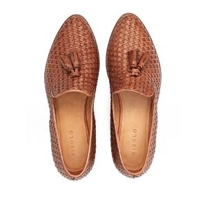 Nisolo Frida Tassel Woven Leather Loafers - Cognac Brown